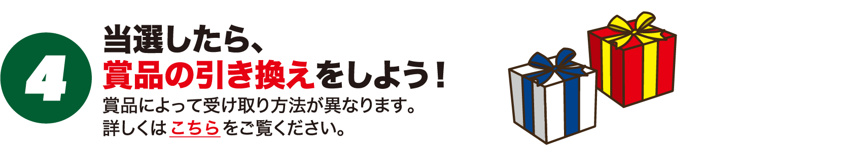 4.当選したら、賞品の引き換えをしよう！