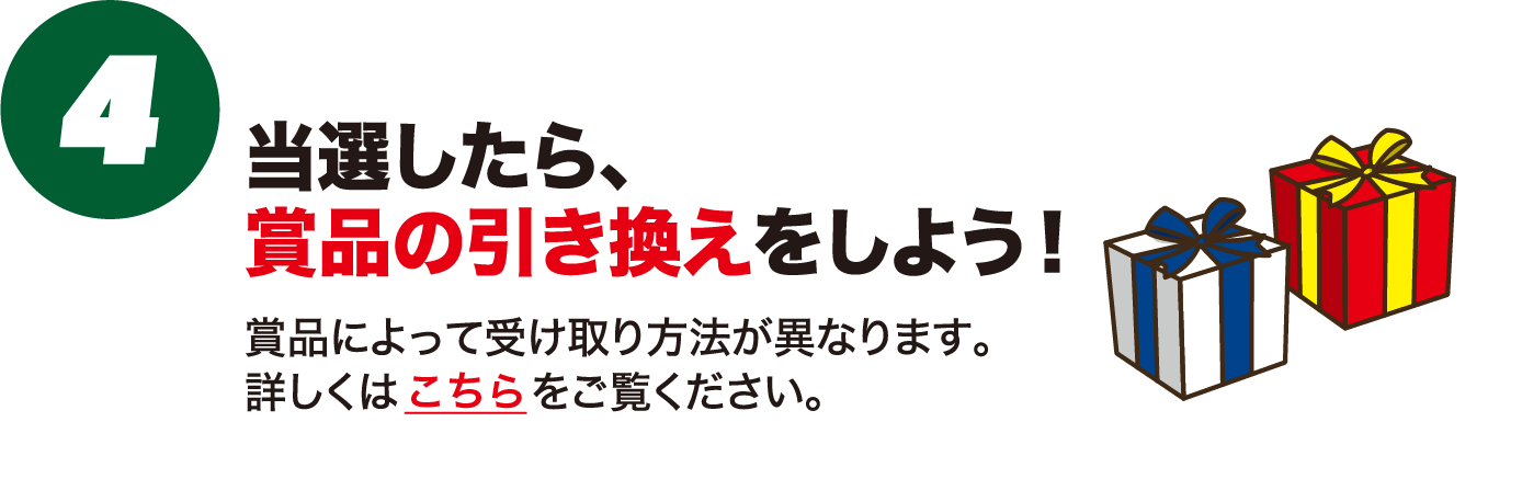 4.当選したら、賞品の引き換えをしよう！
