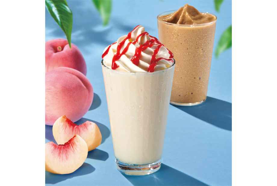 フローズンドリンク　ピーチヨーグルト＆カフェオレ
